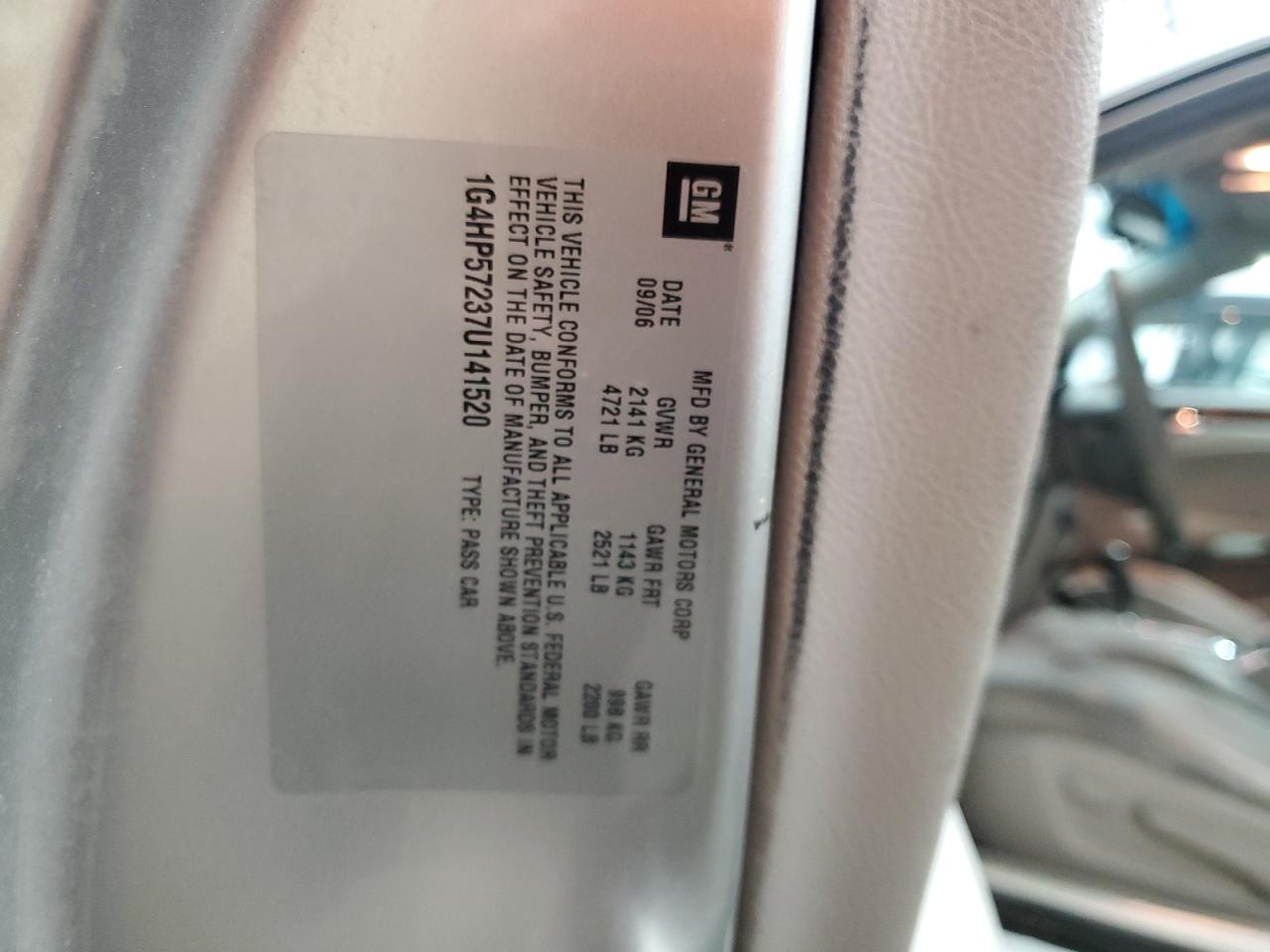 2007 Buick Lucerne Cx VIN: 1G4HP57237U141520 Lot: 63666365
