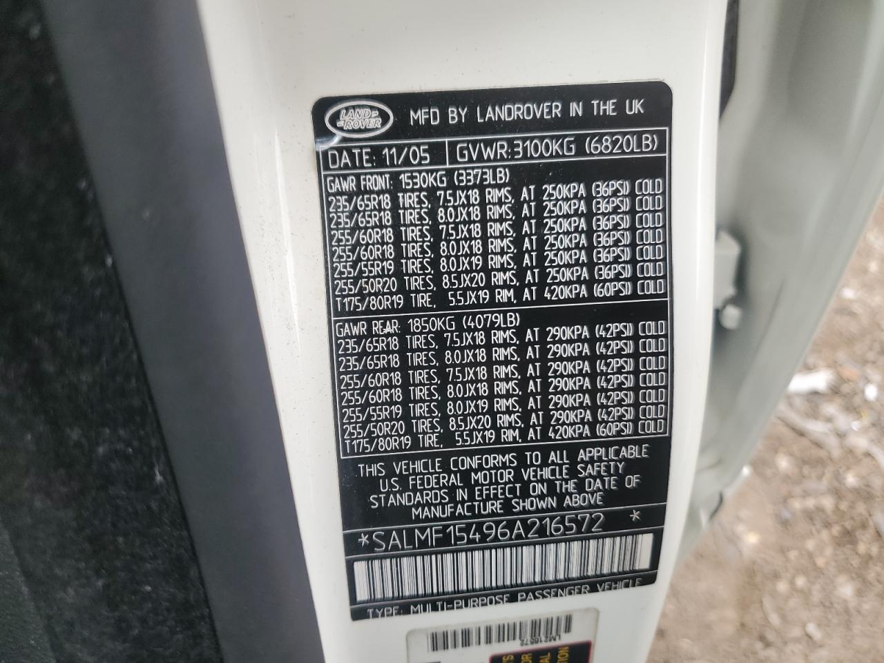 SALMF15496A216572 2006 Land Rover Range Rover Hse