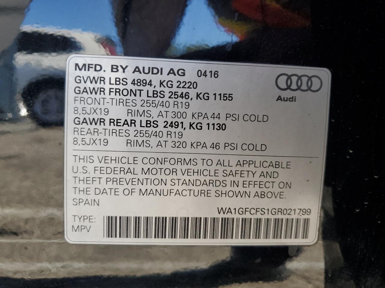 2016 Audi Q3 Prestige VIN: WA1GFCFS1GR021799 Lot: 63516295
