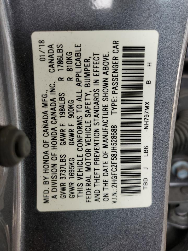 2018 Honda Civic Lx VIN: 2HGFC2F58JH528688 Lot: 64573815