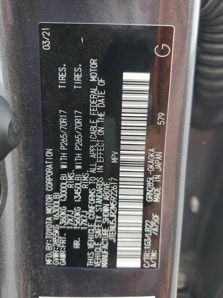 2021 Toyota 4Runner Sr5/Sr5 Premium VIN: JTENU5JR2M5922617 Lot: 64374555