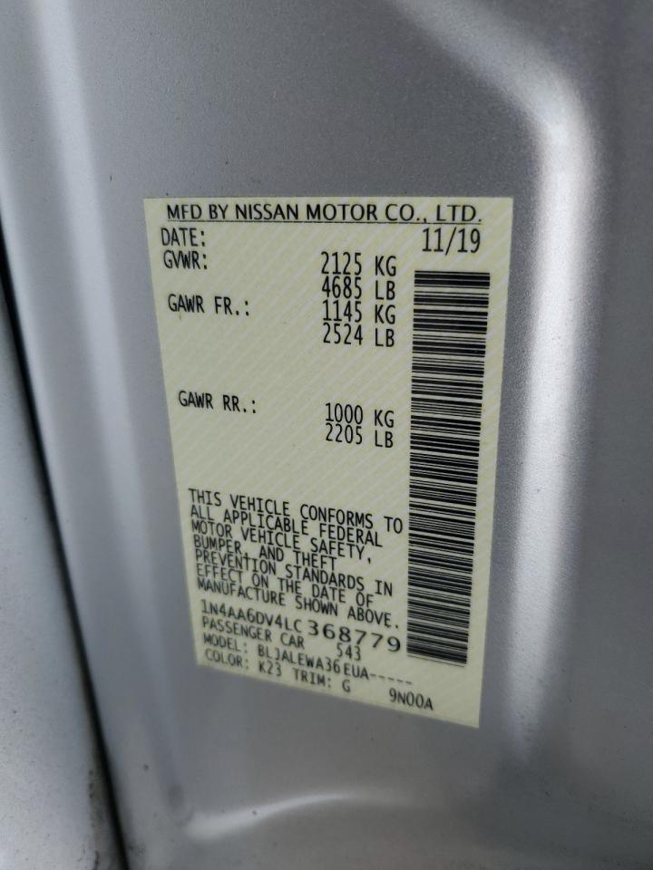 2020 Nissan Maxima Sl VIN: 1N4AA6DV4LC368779 Lot: 64185975