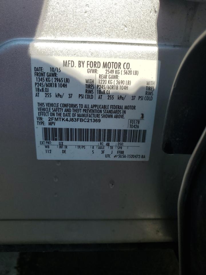 2015 Ford Edge Sel VIN: 2FMTK4J83FBC21369 Lot: 66535835