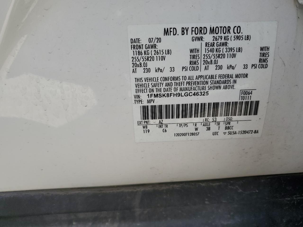 2020 Ford Explorer Limited VIN: 1FMSK8FH9LGC46325 Lot: 63049585