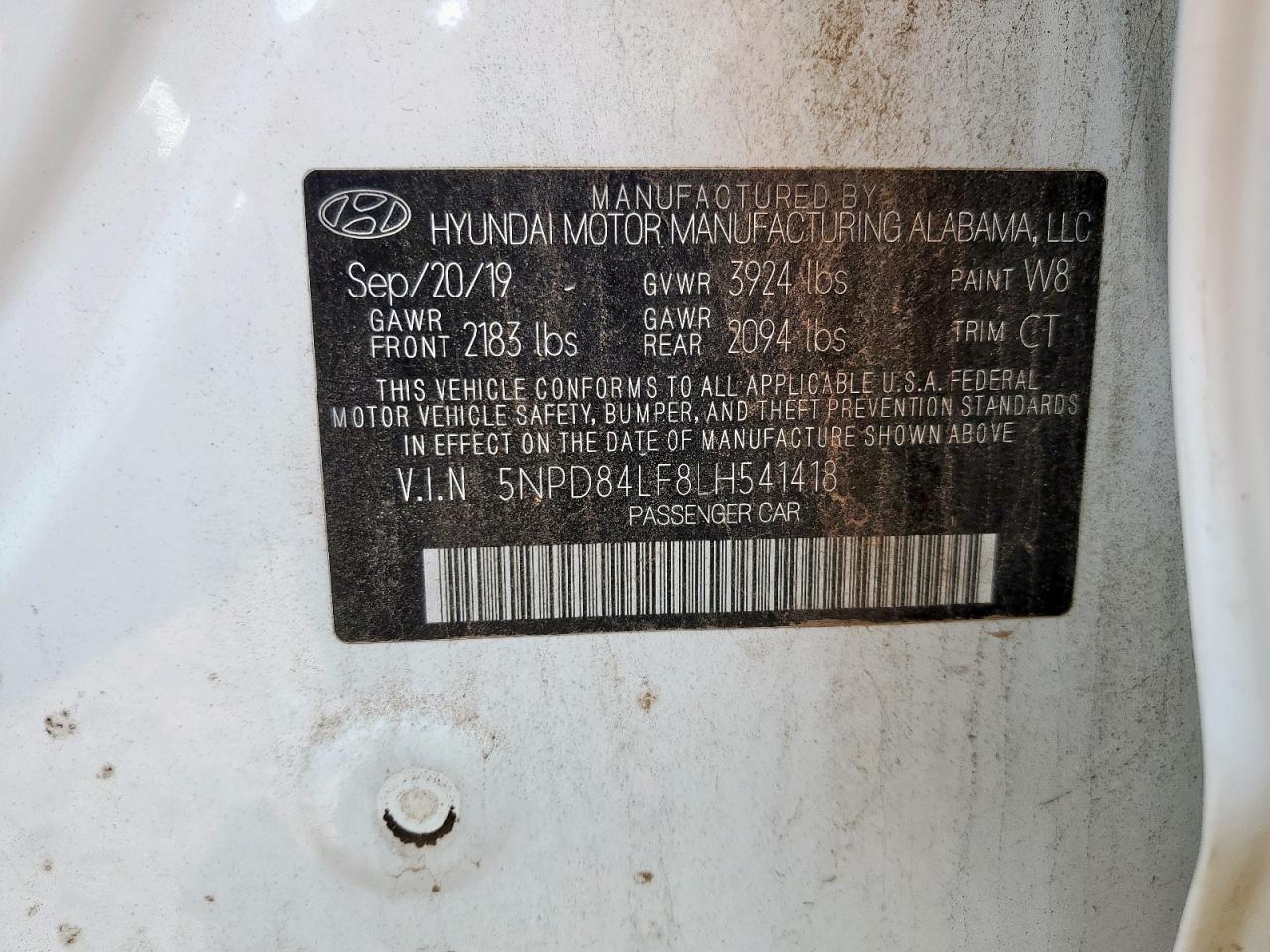 2020 Hyundai Elantra Sel VIN: 5NPD84LF8LH541418 Lot: 64993365