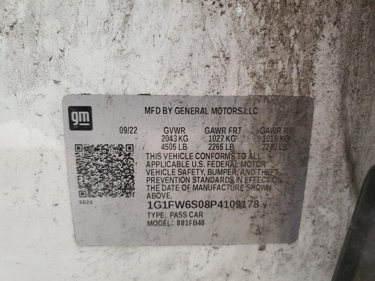 2023 Chevrolet Bolt Ev 1Lt VIN: 1G1FW6S08P4109178 Lot: 64771555