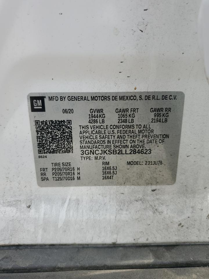 2020 Chevrolet Trax Ls VIN: 3GNCJKSB2LL284623 Lot: 65591665