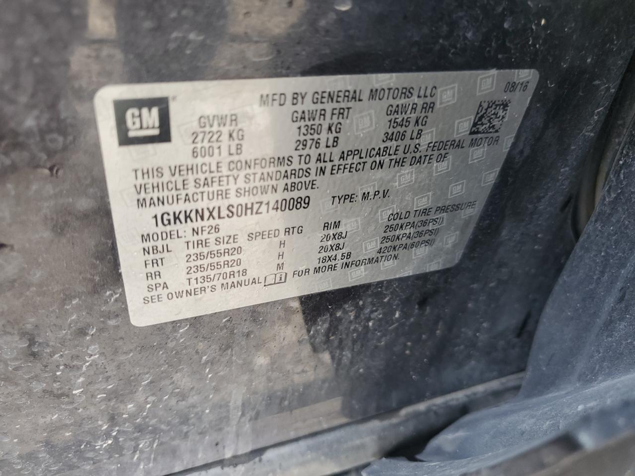 1gkknxls0hz140089 1GKKNXLS0HZ140089 2017 GMC Acadia Denali