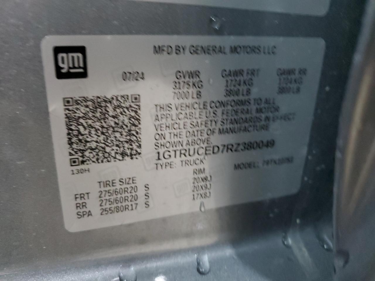2024 GMC Sierra K1500 Elevation VIN: 1GTRUCED7RZ380049 Lot: 63751985