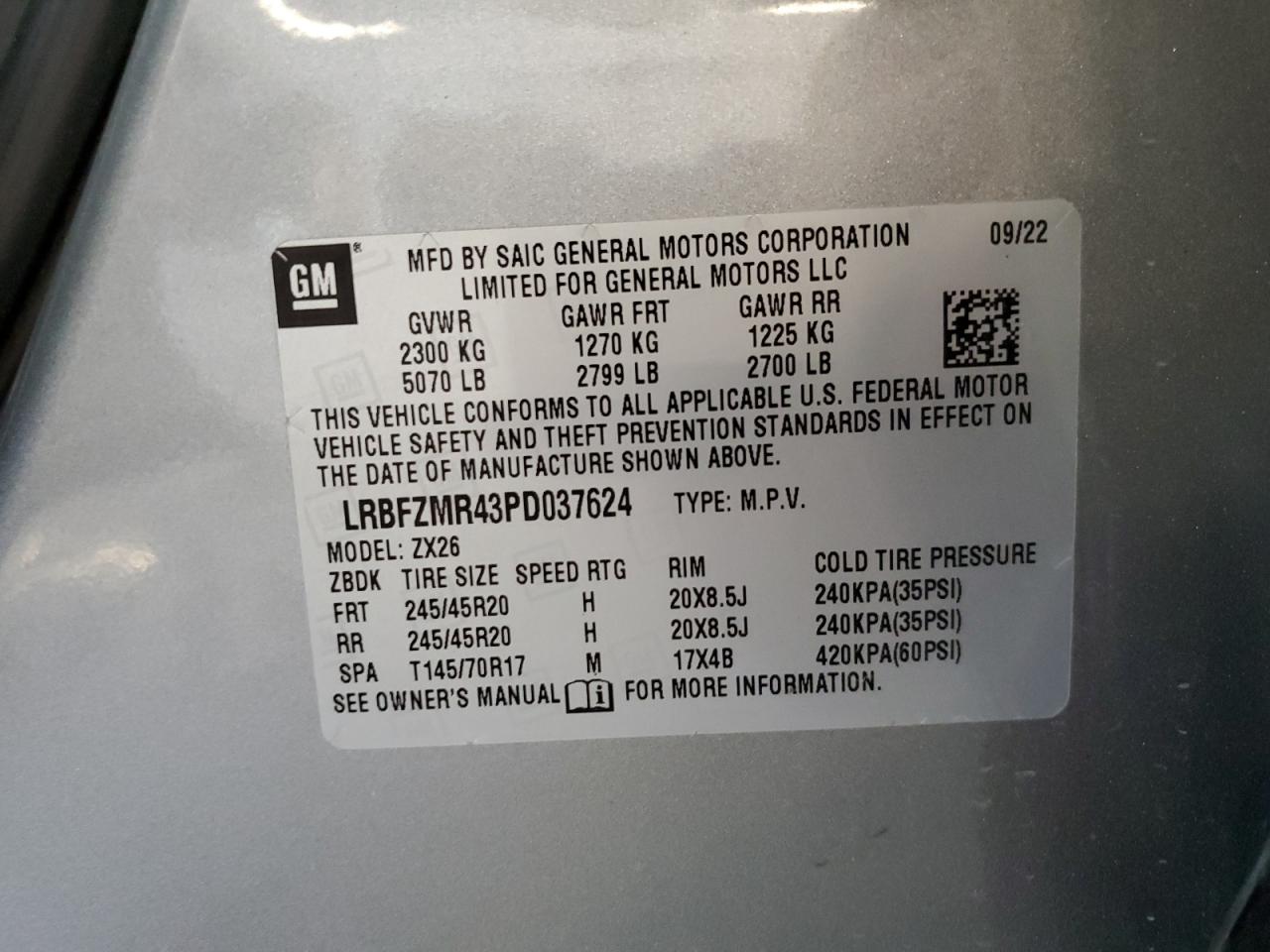 2023 Buick Envision Preferred VIN: LRBFZMR43PD037624 Lot: 65542745