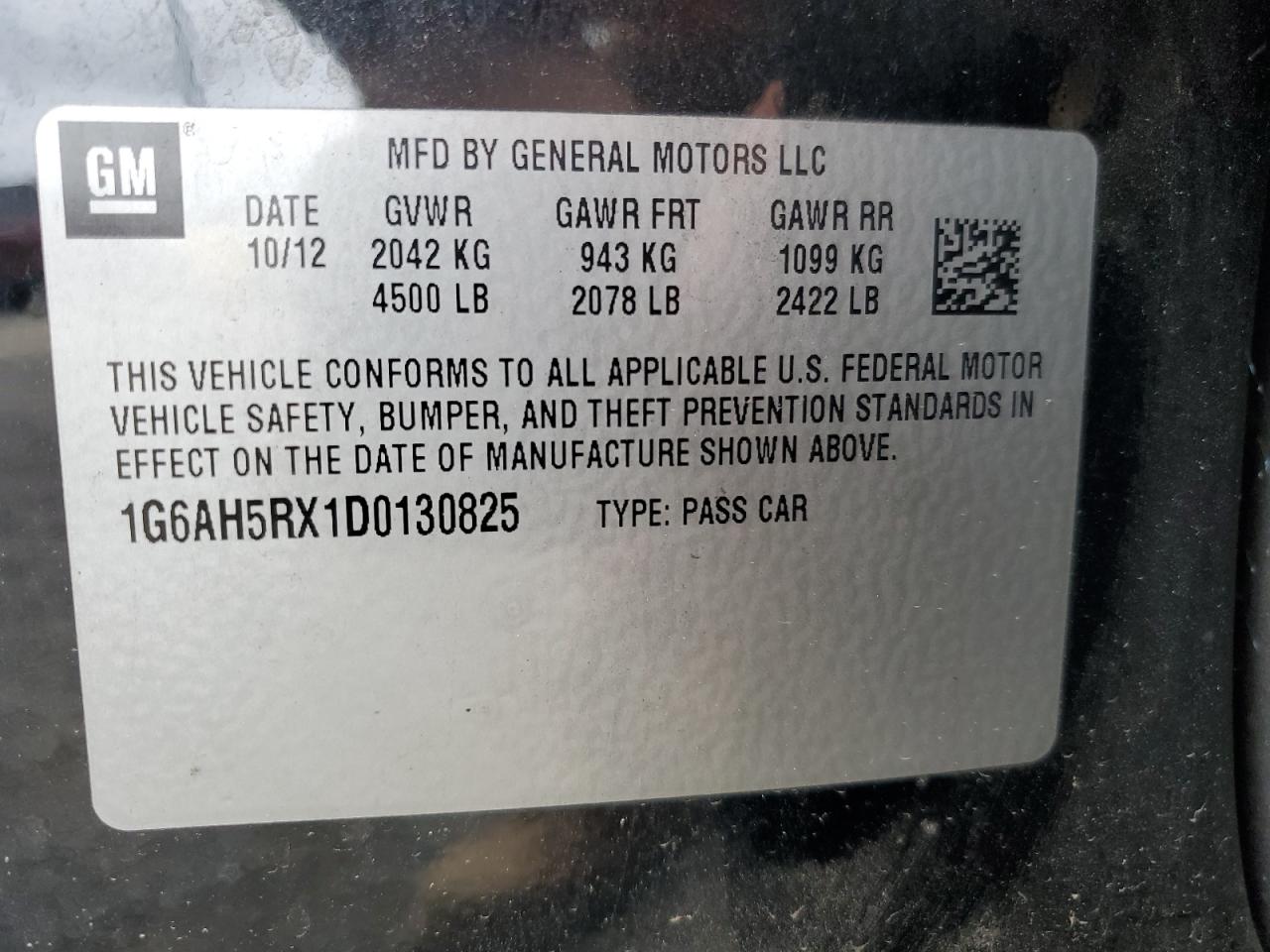 2013 Cadillac Ats Luxury VIN: 1G6AH5RX1D0130825 Lot: 63778295