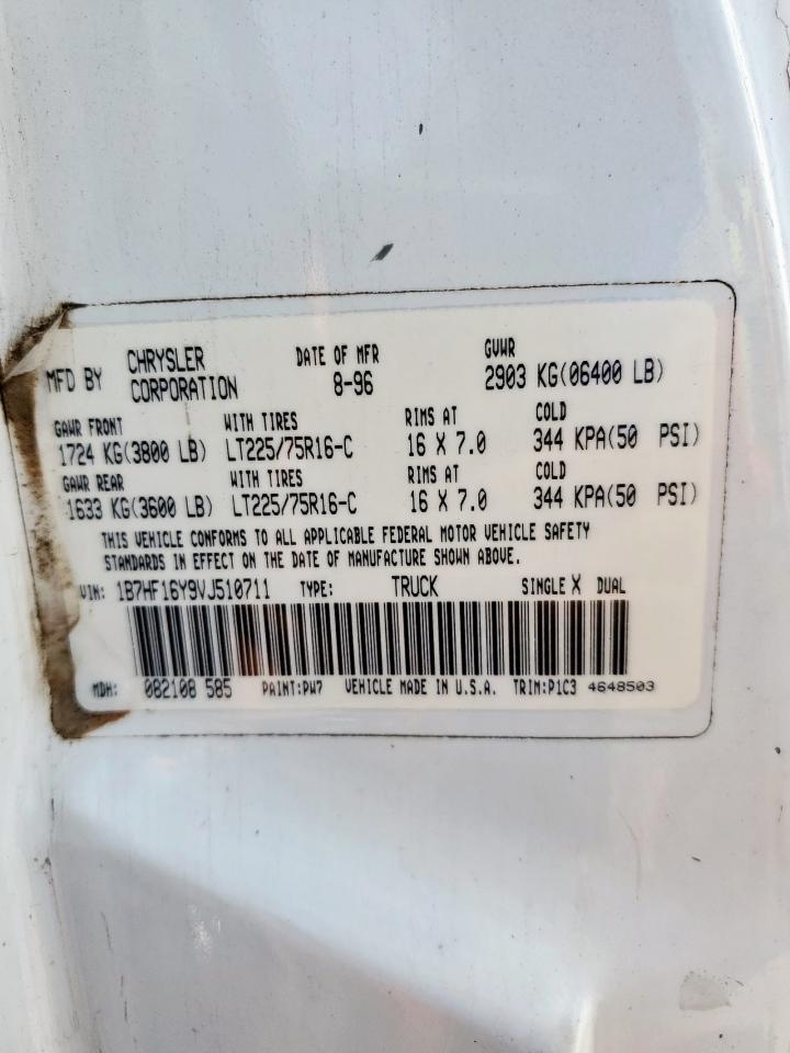 1997 Dodge Ram 1500 VIN: 1B7HF16Y9VJ510711 Lot: 64675445