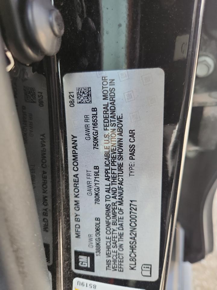 2022 Chevrolet Spark Activ VIN: KL8CH6SA2NC007271 Lot: 65164055