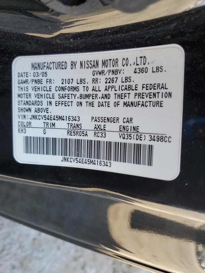 2005 Infiniti G35 VIN: JNKCV54E45M416343 Lot: 65422785