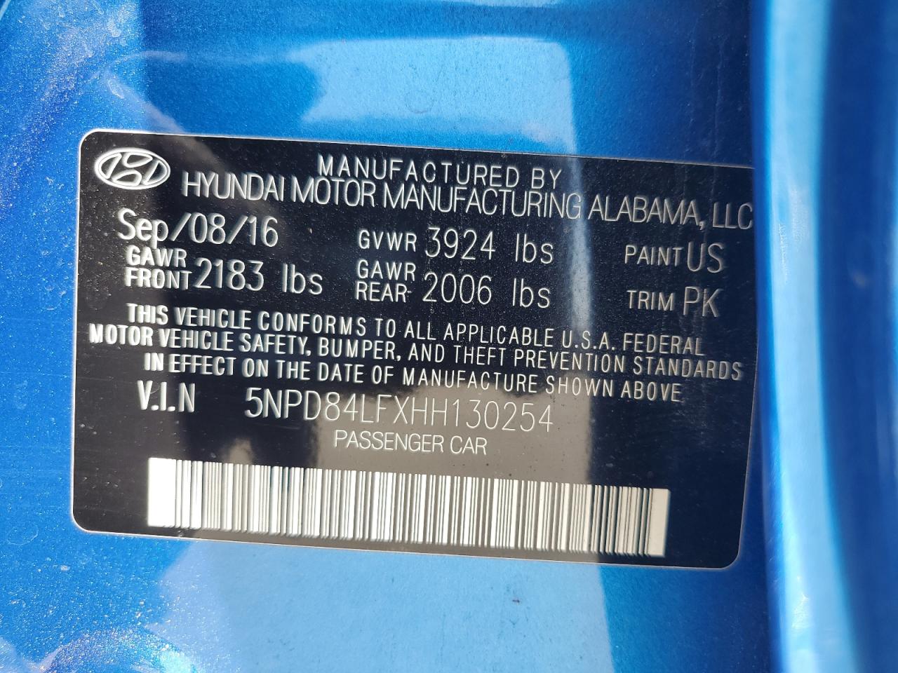 5NPD84LFXHH130254 2017 Hyundai Elantra Se