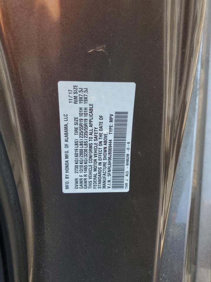 2018 Honda Odyssey Elite VIN: 5FNRL6H96JB069444 Lot: 62411755