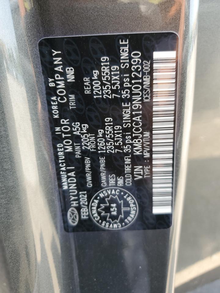 2022 Hyundai Tucson Luxury VIN: KM8JCCA19NU012390 Lot: 59872835