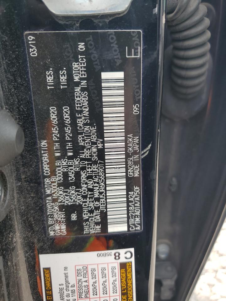 2019 Toyota 4Runner Sr5/Sr5 Premium VIN: JTEBU5JR6K5689017 Lot: 64990715