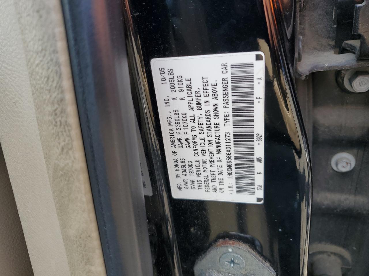 2006 Honda Accord Ex VIN: 1HGCM66566A011273 Lot: 64441545
