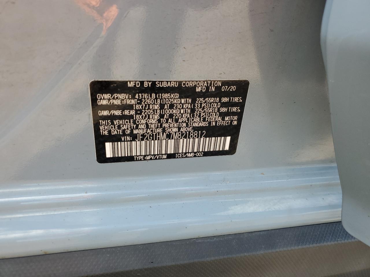 2021 Subaru Crosstrek Limited VIN: JF2GTHMC7M8218812 Lot: 65321465