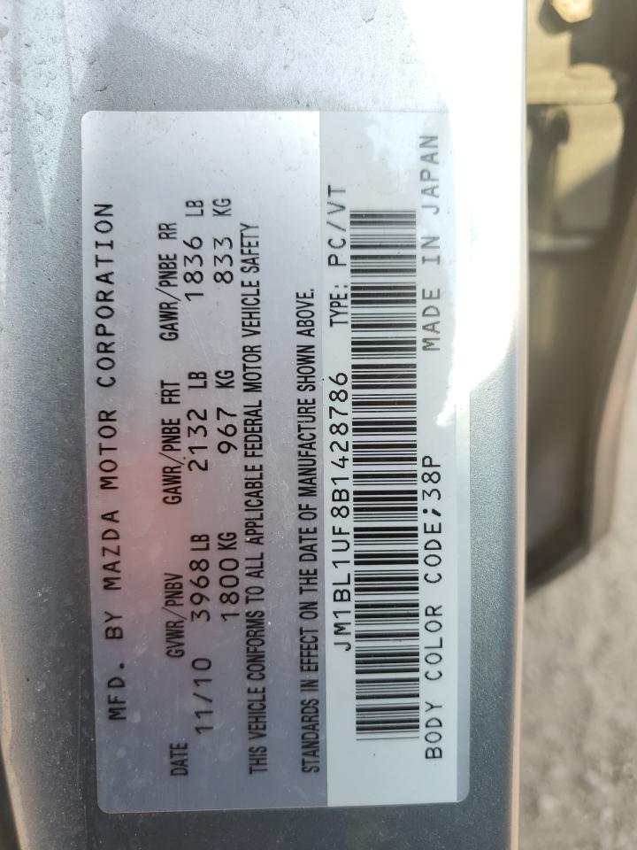 2011 Mazda 3 I VIN: JM1BL1UF8B1428786 Lot: 66163815