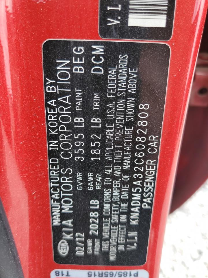 2012 Kia Rio Lx VIN: KNADM5A32C6082808 Lot: 64366015