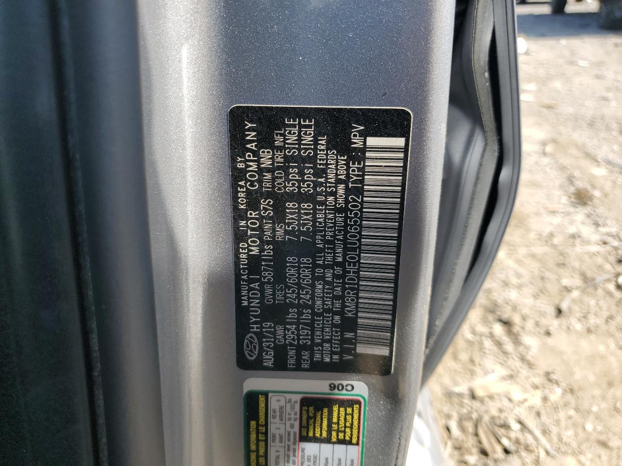 2020 Hyundai Palisade Se VIN: KM8R1DHE0LU065502 Lot: 63937055