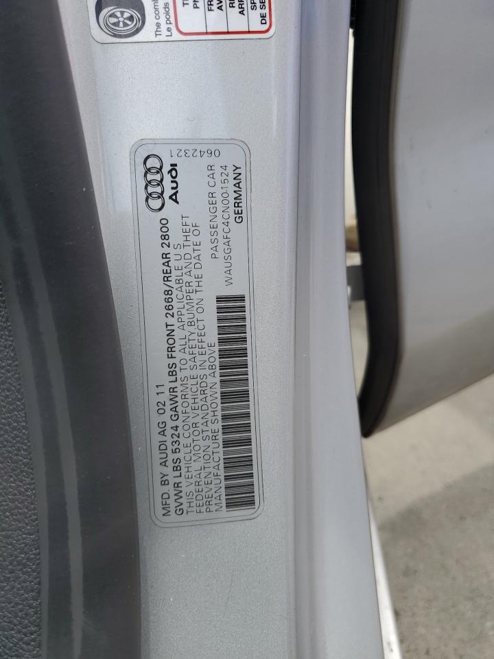 2012 Audi A7 Prestige VIN: WAUSGAFC4CN001524 Lot: 63152505