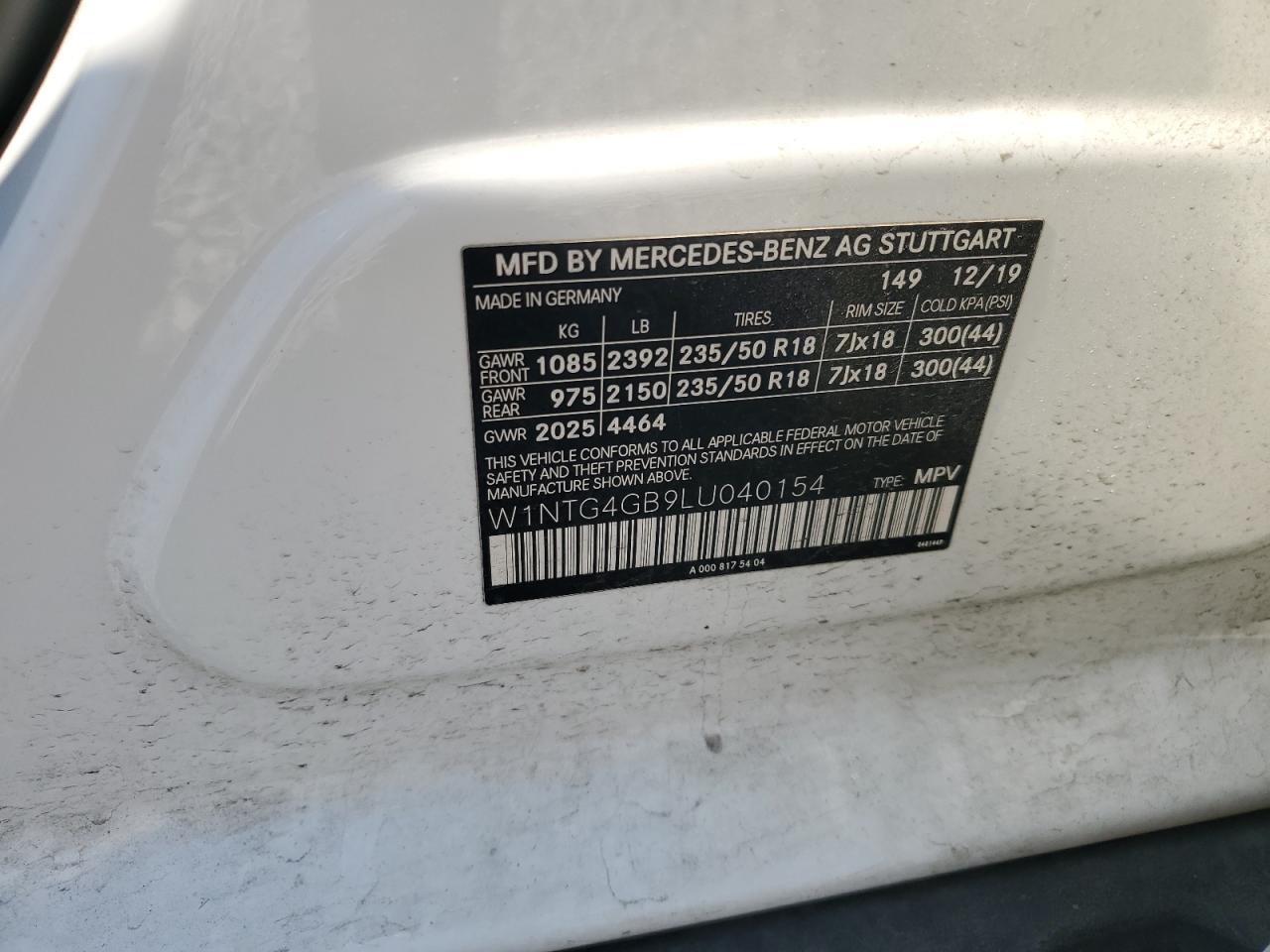 2020 Mercedes-Benz Gla 250 4Matic VIN: W1NTG4GB9LU040154 Lot: 63715025