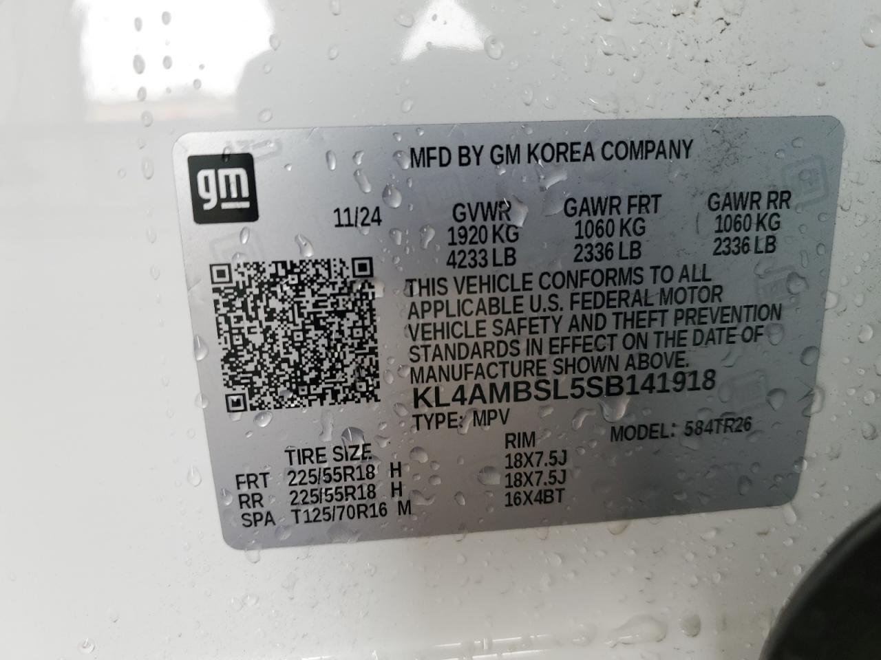 2025 Buick Encore Gx Preferred VIN: KL4AMBSL5SB141918 Lot: 63714495