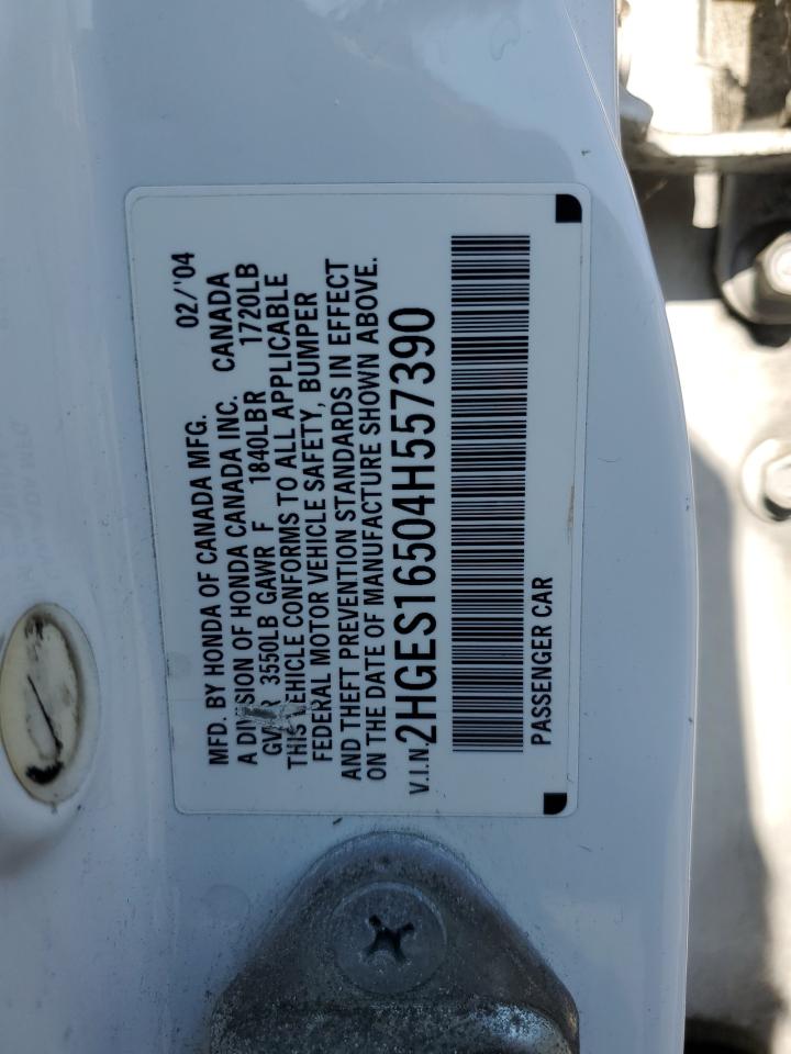 2004 Honda Civic Lx VIN: 2HGES16504H557390 Lot: 64332915