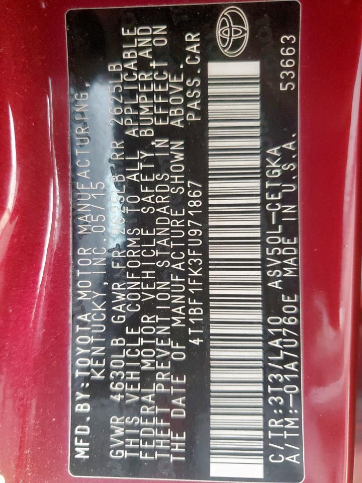 4t1bf1fk3fu971867 4T1BF1FK3FU971867 2015 Toyota Camry Le
