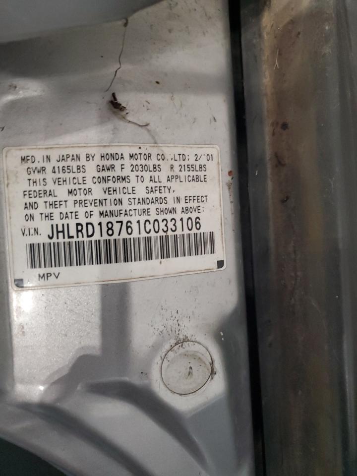 2001 Honda Cr-V Se VIN: JHLRD18761C033106 Lot: 66316925