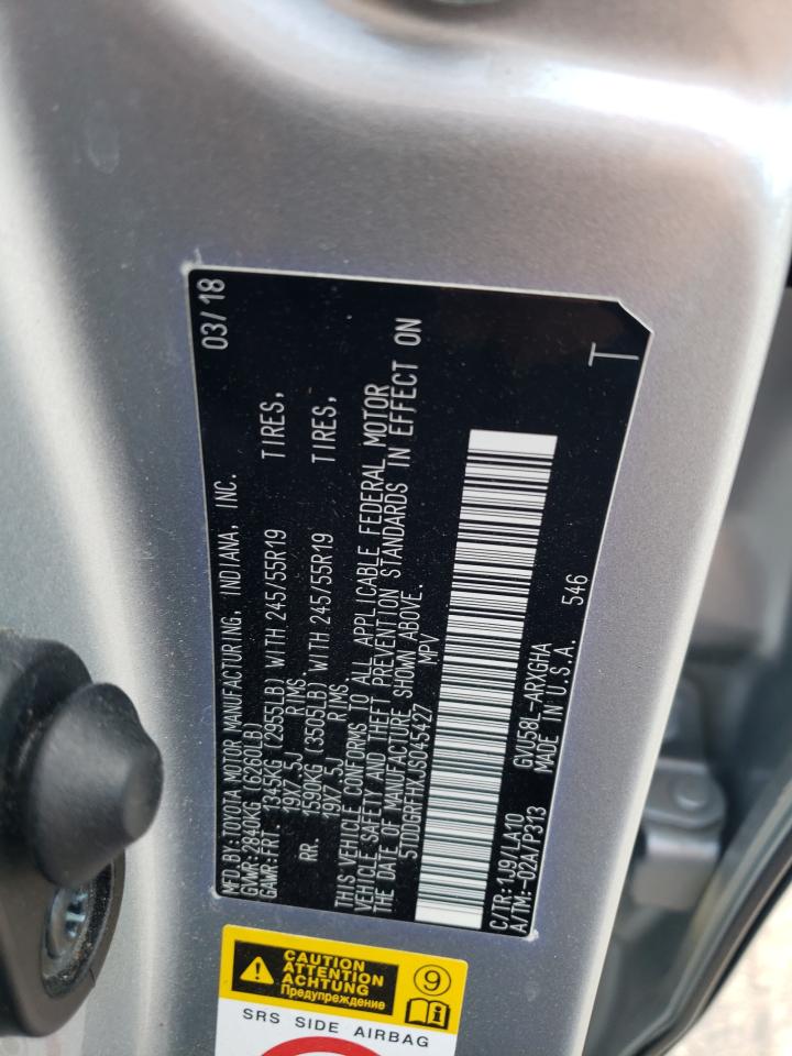 2018 Toyota Highlander Hybrid Limited VIN: 5TDDGRFHXJS045427 Lot: 65196815