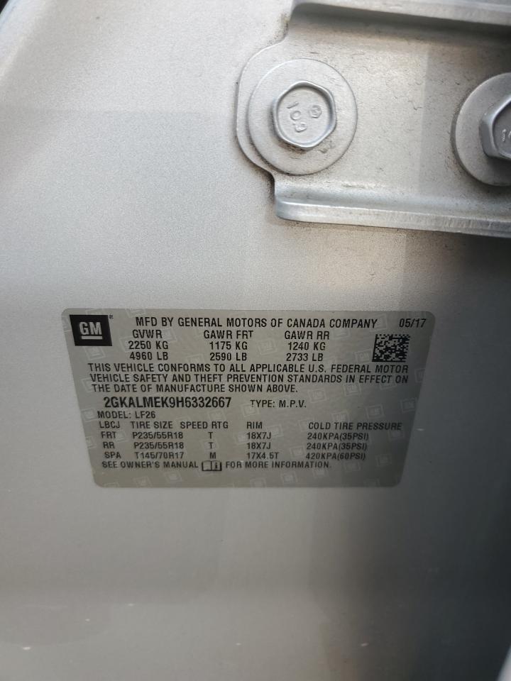 2017 GMC Terrain Sle VIN: 2GKALMEK9H6332667 Lot: 62879705