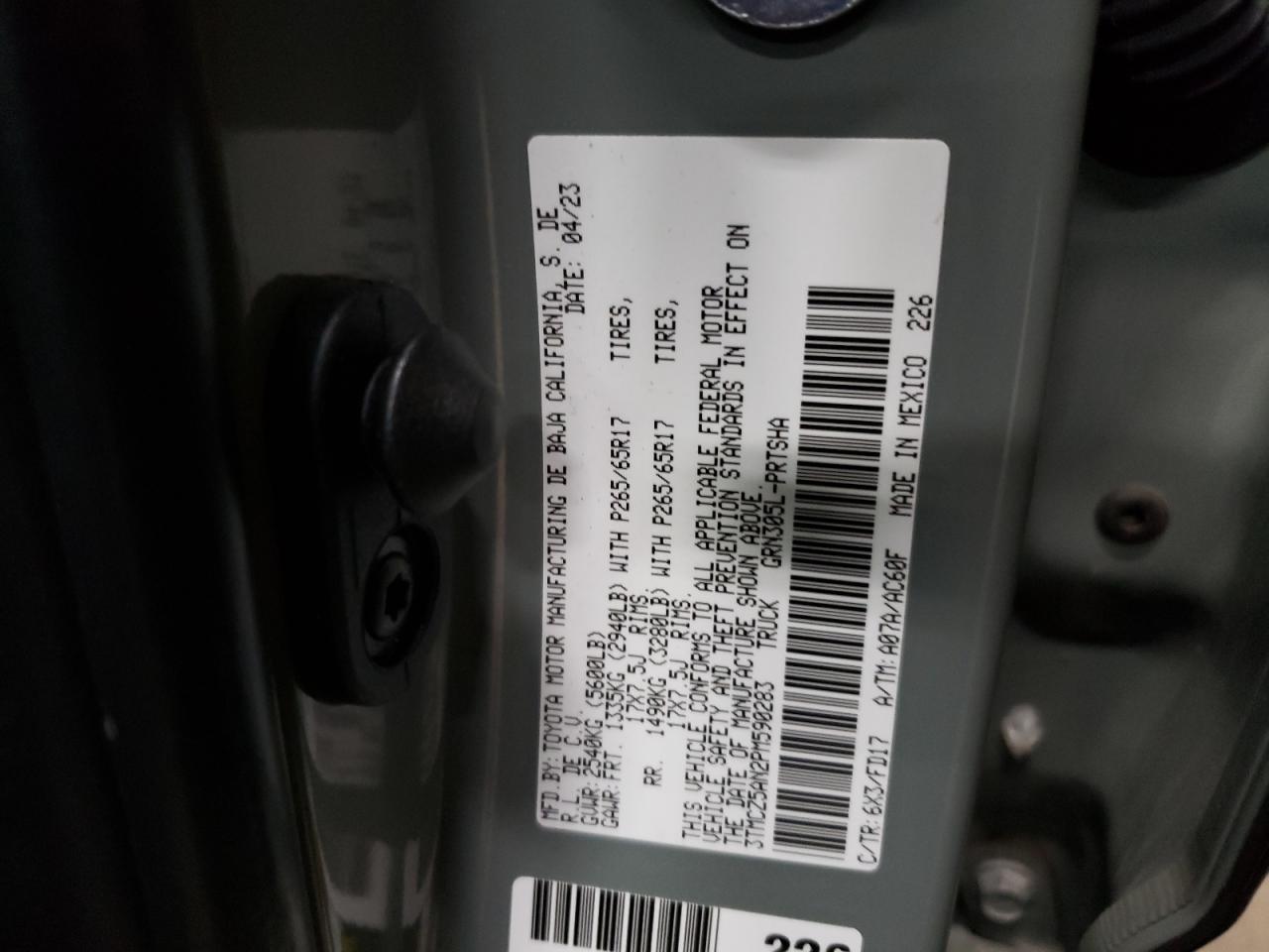 2023 Toyota Tacoma Double Cab VIN: 3TMCZ5AN2PM590283 Lot: 62826025