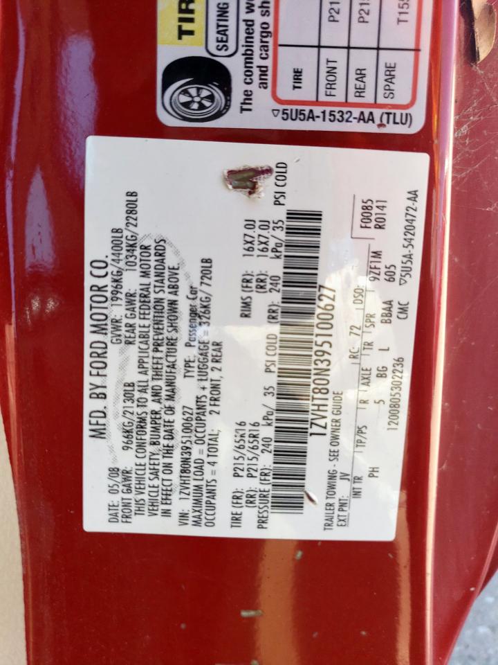 2009 Ford Mustang VIN: 1ZVHT80N395100627 Lot: 66710355