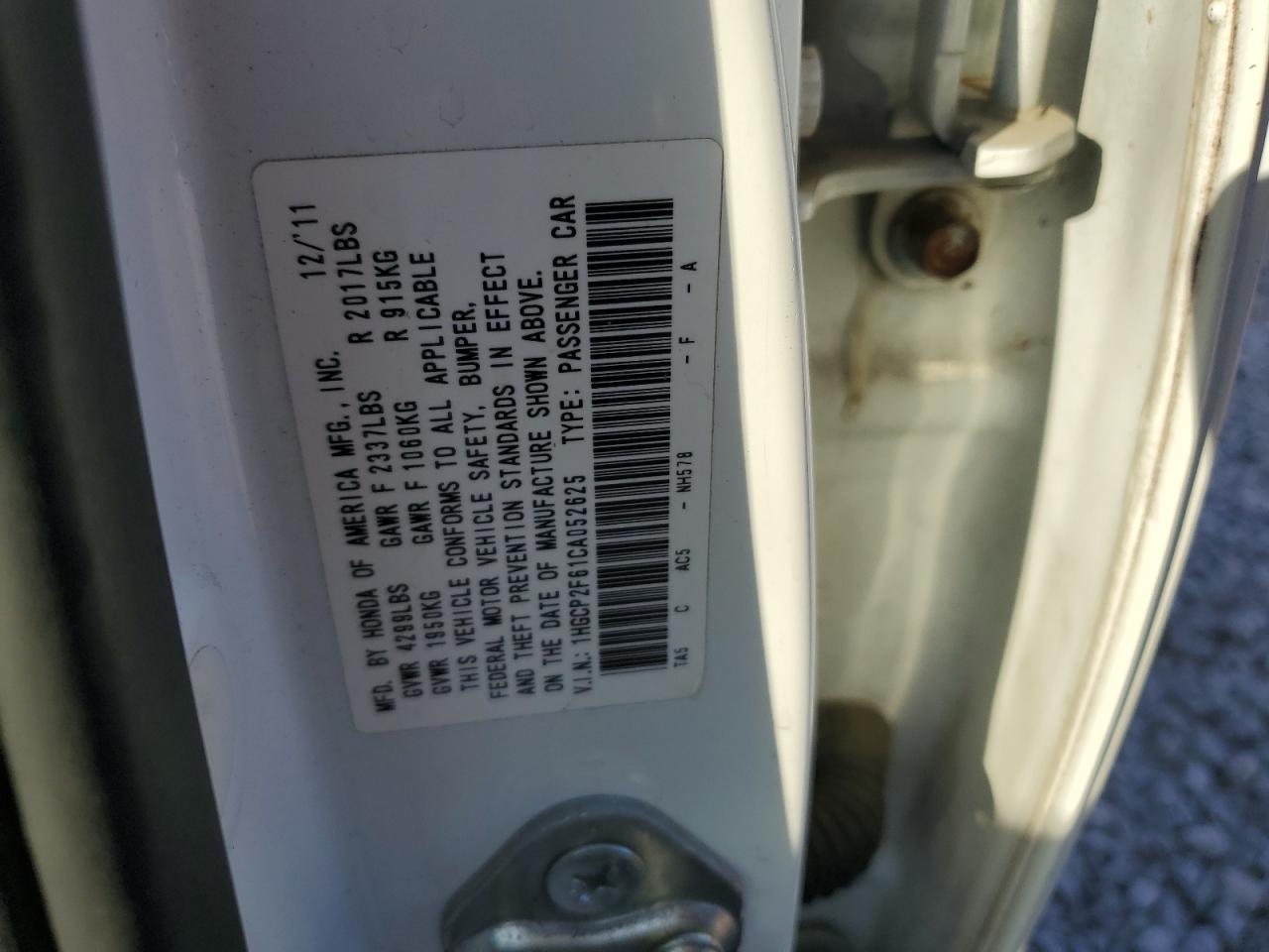 2012 Honda Accord Se VIN: 1HGCP2F61CA052625 Lot: 65225595
