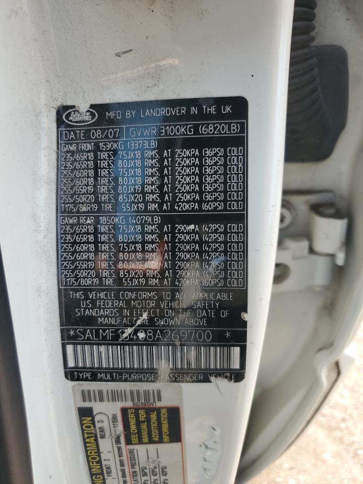 SALMF15408A269700 2008 Land Rover Range Rover Hse