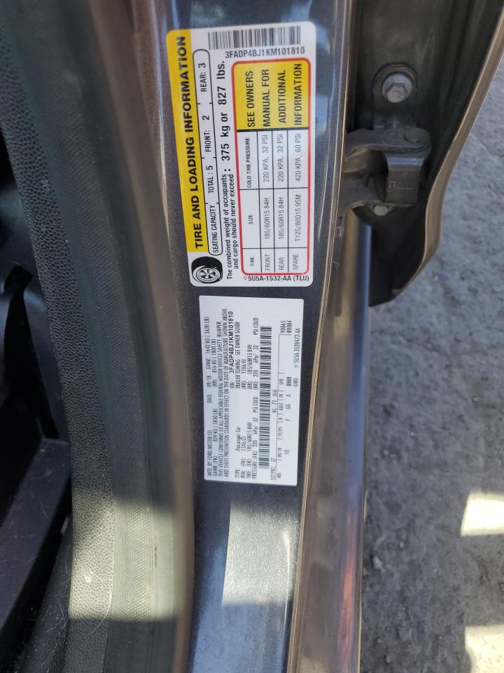 2019 Ford Fiesta Se VIN: 3FADP4BJ1KM101810 Lot: 64622485