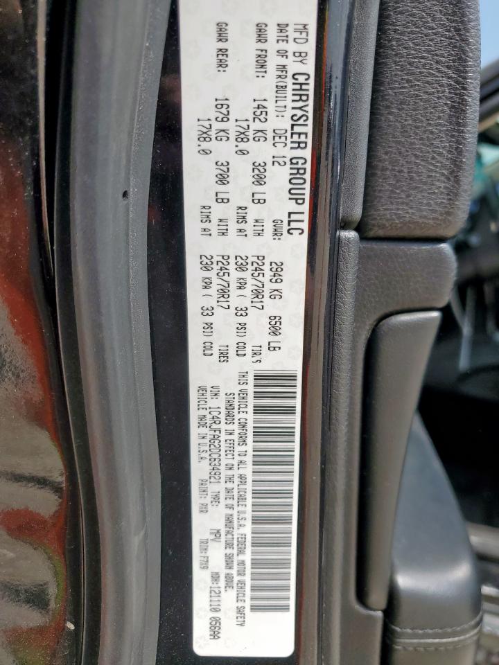 2013 Jeep Grand Cherokee Laredo VIN: 1C4RJFAG2DC634921 Lot: 64855905