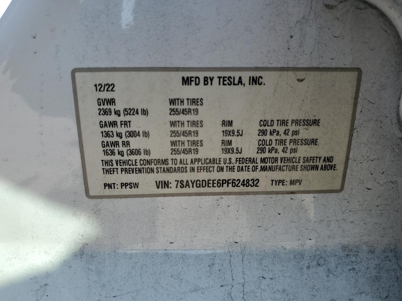 2023 Tesla Model Y VIN: 7SAYGDEE6PF624832 Lot: 65946585