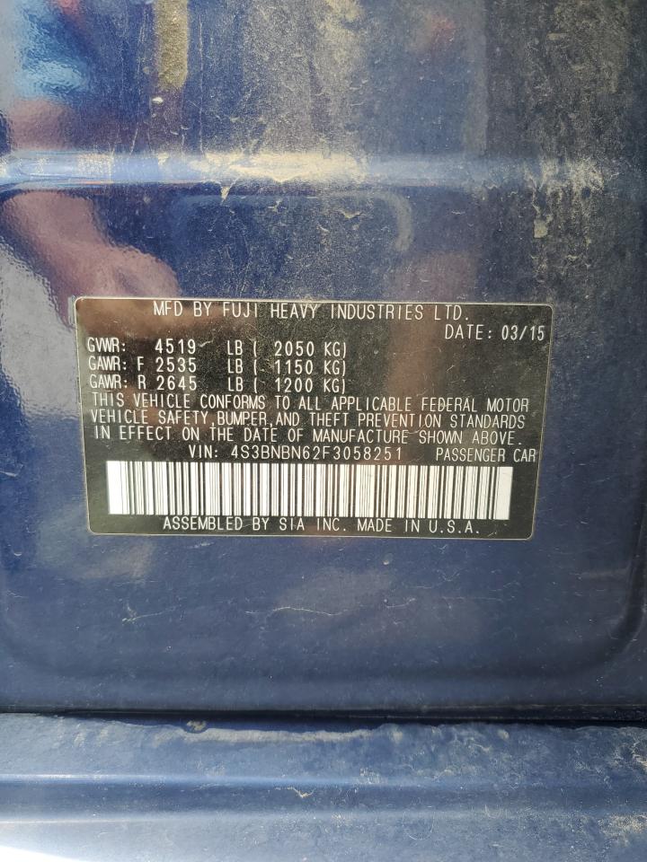 2015 Subaru Legacy 2.5I Limited VIN: 4S3BNBN62F3058251 Lot: 66038885