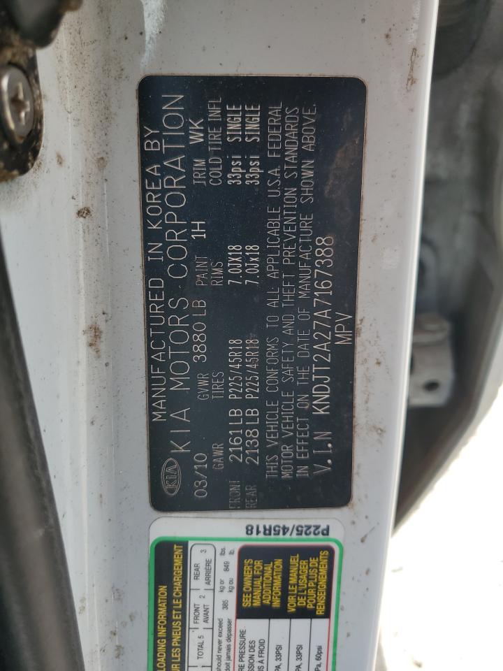 2010 Kia Soul + VIN: KNDJT2A27A7167388 Lot: 65210415