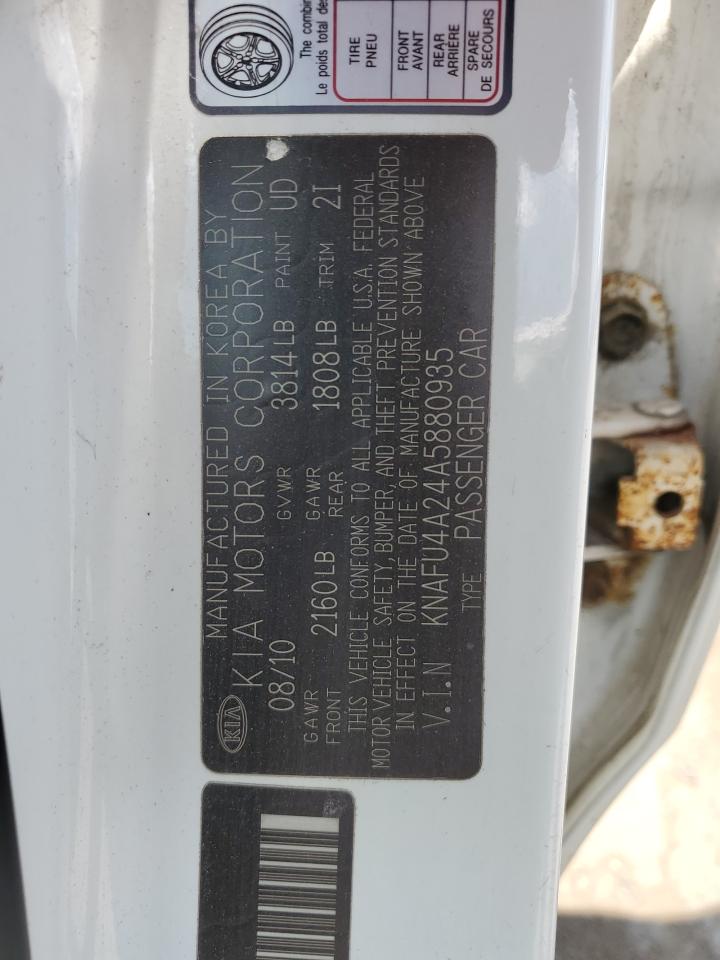 2010 Kia Forte Ex VIN: KNAFU4A24A5880935 Lot: 62668865