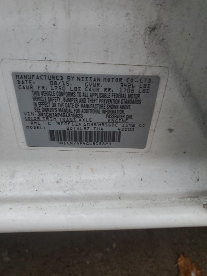 2016 Nissan Versa S VIN: 3N1CN7AP4GL815823 Lot: 64656125