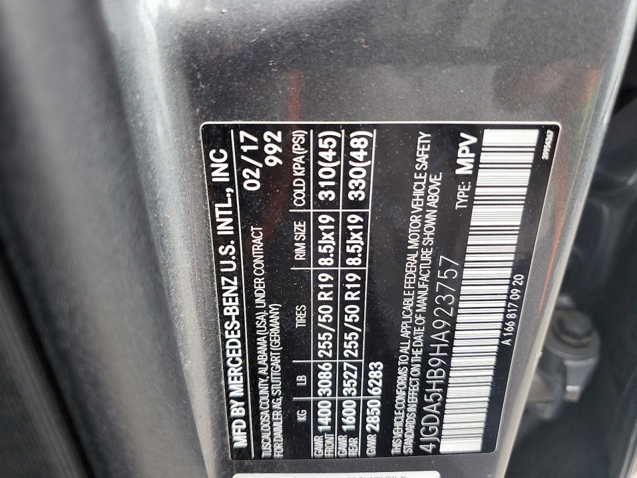 2017 Mercedes-Benz Gle 350 4Matic VIN: 4JGDA5HB9HA923757 Lot: 64667235