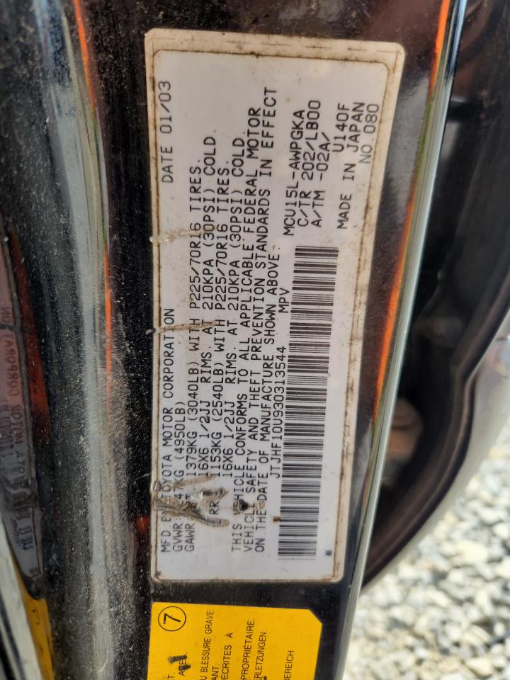 2003 Lexus Rx 300 VIN: JTJHF10U930313544 Lot: 66189605