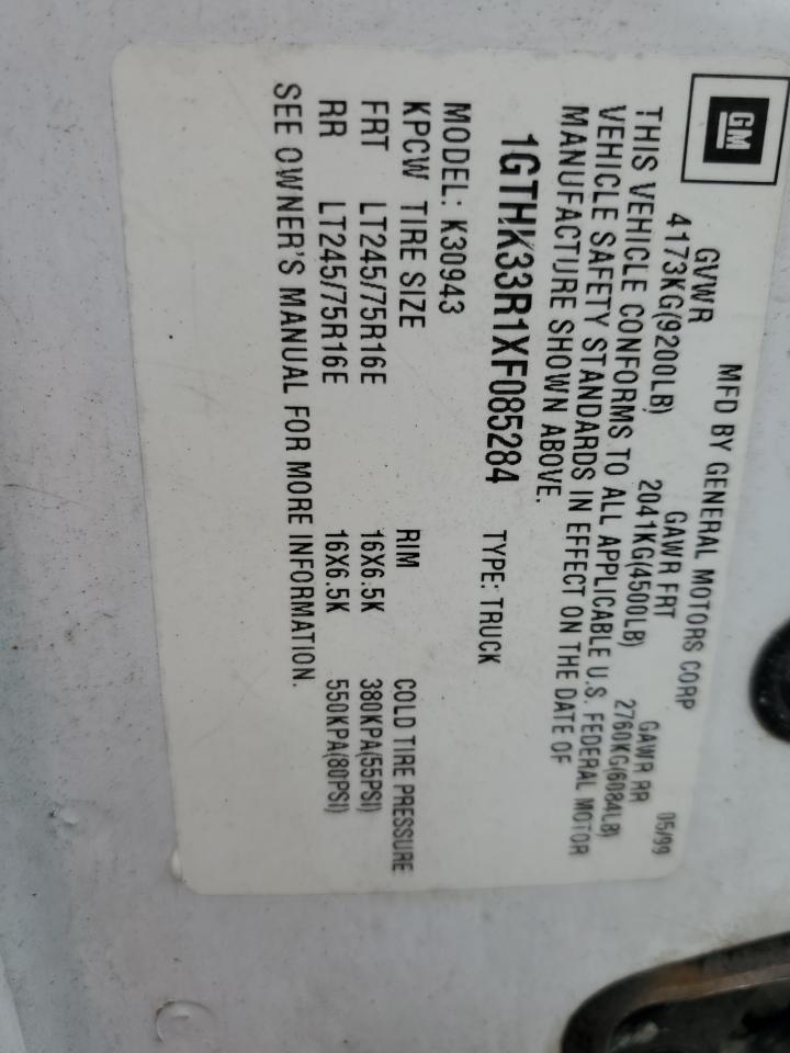 1999 GMC Sierra K3500 VIN: 1GTHK33R1XF085284 Lot: 65572165