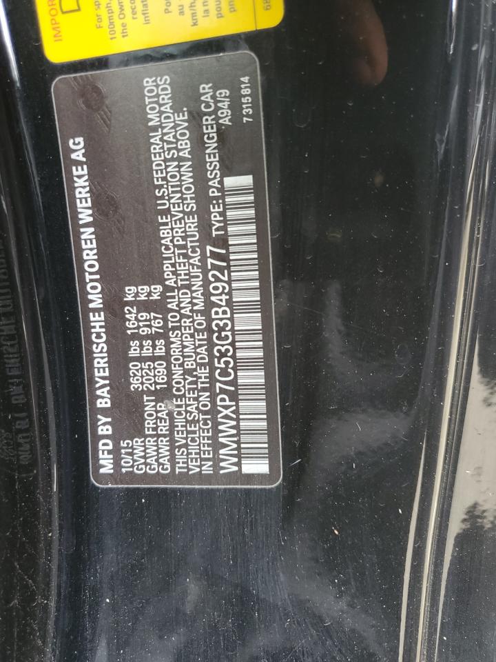 2016 Mini Cooper S VIN: WMWXP7C53G3B49277 Lot: 63460865